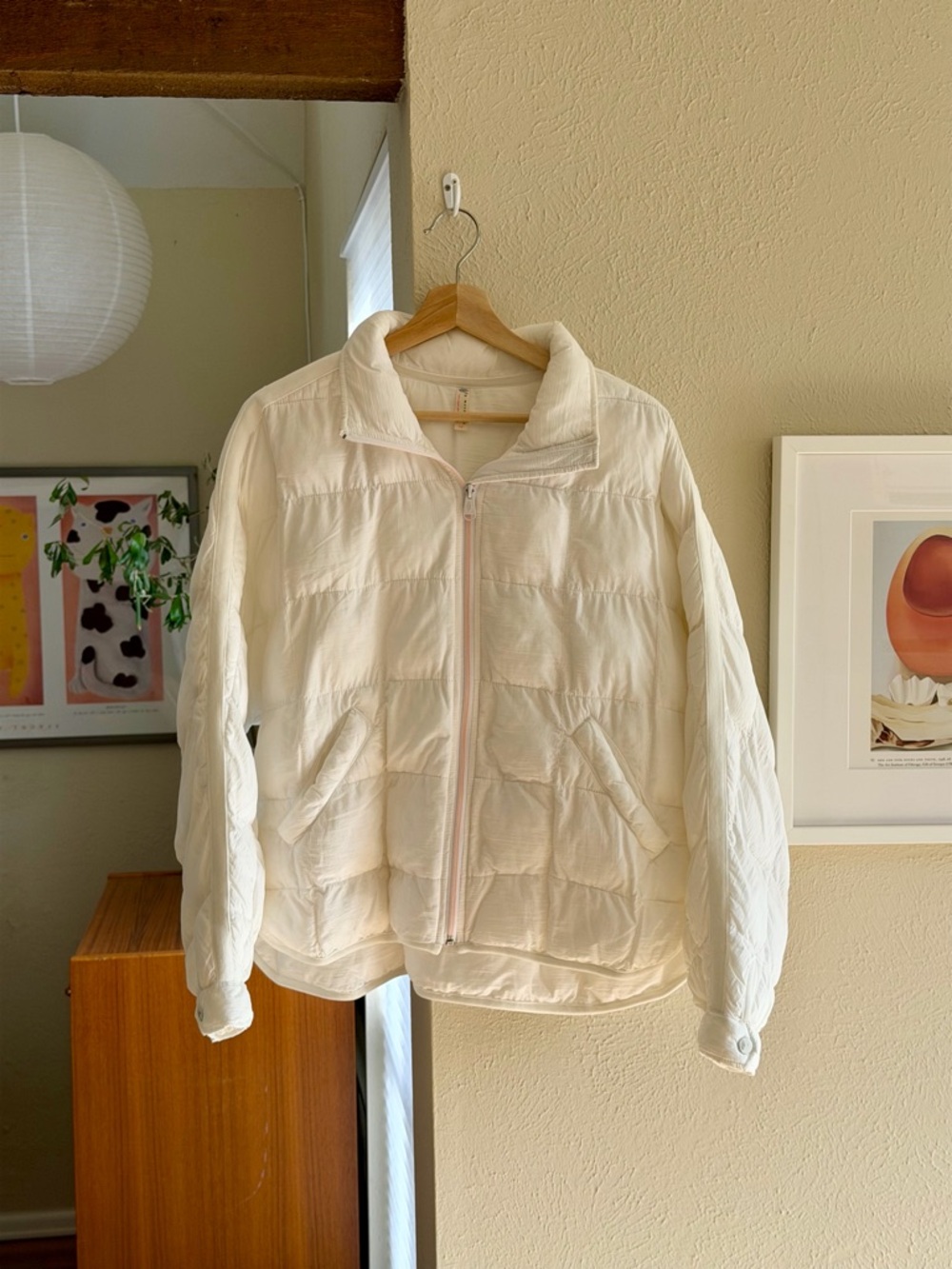 Free People Pippa packable puffer Cream Quilted Jacket